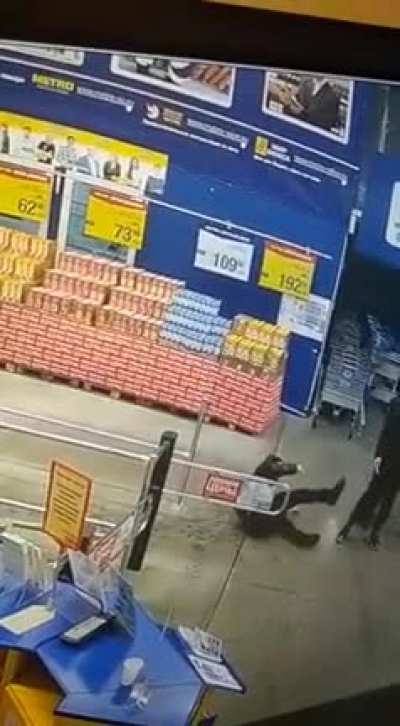 Not sure why he didn't just enter the store the normal way ?
