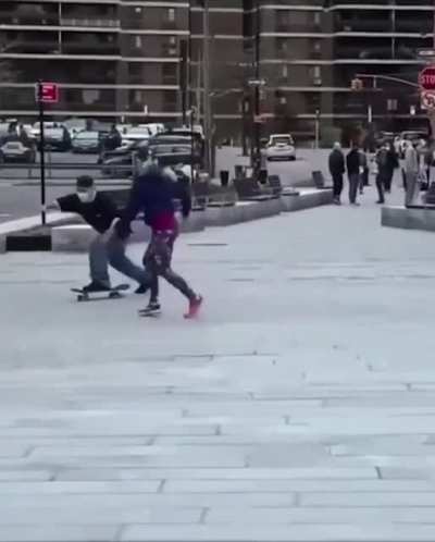 To stop this guy from skating in order to "protect her city".