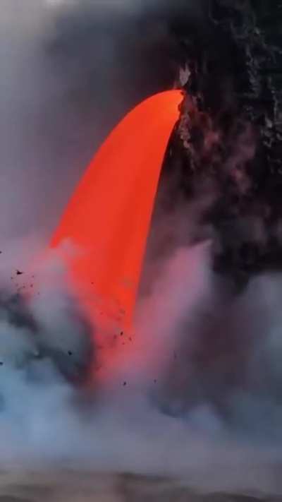 ? Lava flow spilling directly into the ocean
