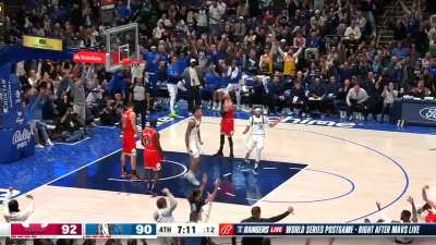 [Highlight] Dereck Lively gets the offensive rebound, kicks out to THJ for the potential four point play