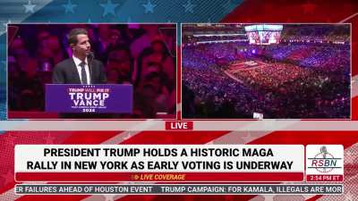 Comedian Tony Hinchcliffe opening at Trump's Madison Square Garden rally, compares Puerto Rico to "a floating island of garbage"