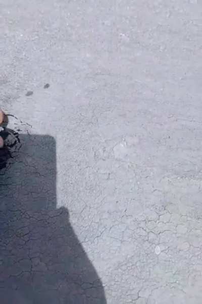 Asphalt melting under the scorching heat in Saudi
