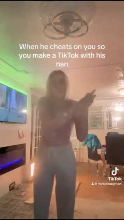 Girl does tik tok with ex boyfriends Gran.
