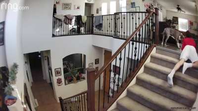 To walk up stairs.