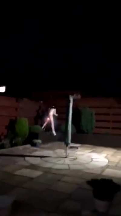 Attaching fireworks to an inflatable doll