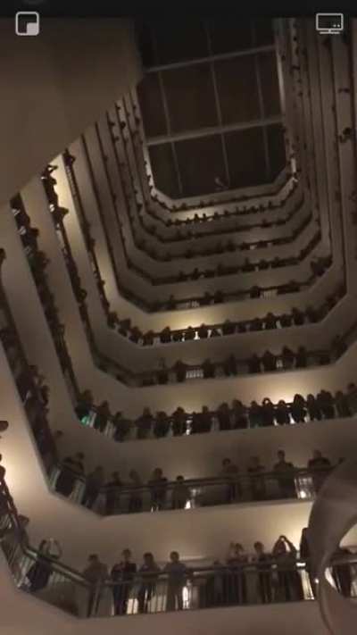 Colorado All State mixed choir singing Josu Elberdin - "Ubi Caritas et Amor" from a hotel balcony