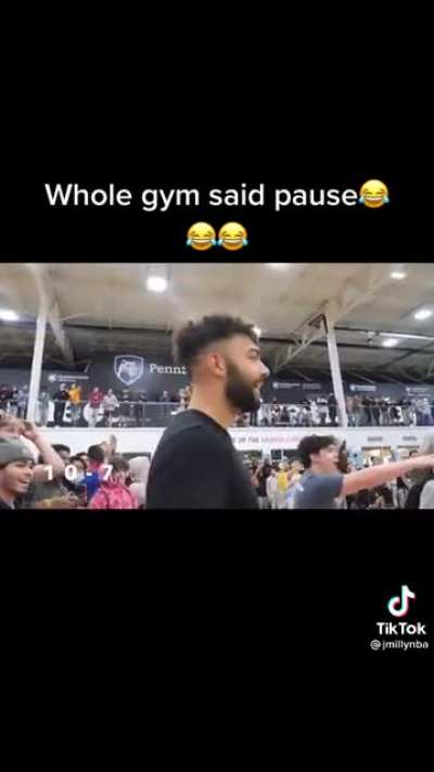 Commentator gets a little bit too much into it, gym reacts