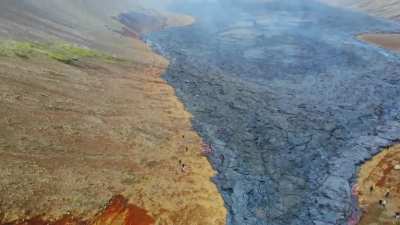 ? Flyover of the Fagradalsfjall lava field in Iceland