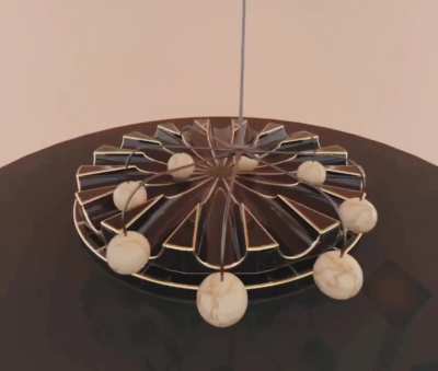 Each of these spheres moves in a straight line