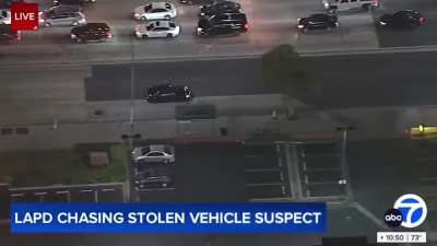 A man stopped to get gas during a police chase in California and somehow still managed to escape