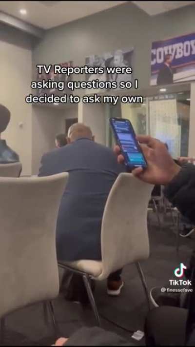 Group of people sneak into the Cowboys vs 49ers NFL Playoff game and even make it to the press conference to ask Dak Prescott questions