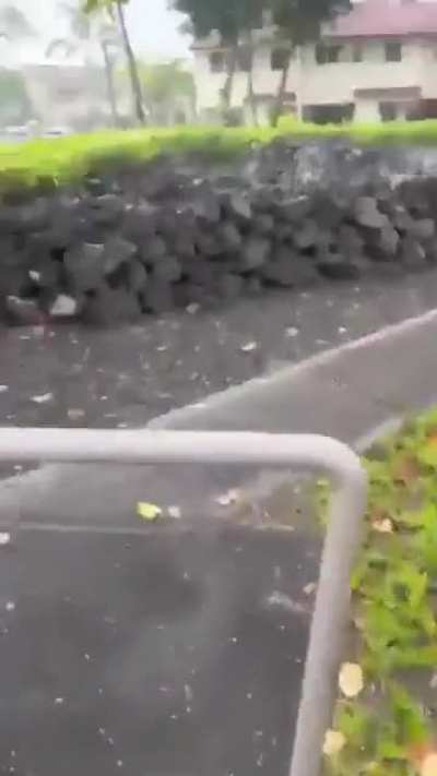 ? Massive waves crashing over the Keauhou Kona Surf & Racquet club in Hawaii.