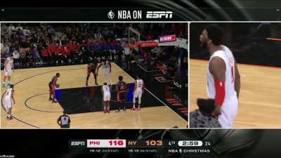 [Highlight] Joel Embiid sounding primal as he celebrates being up in Madison Square Garden: "Bang! Bang! Bang!"