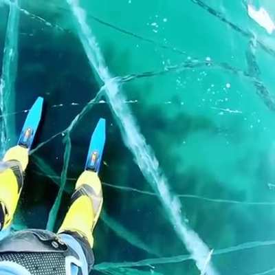 Lake Baikal ice being cracked