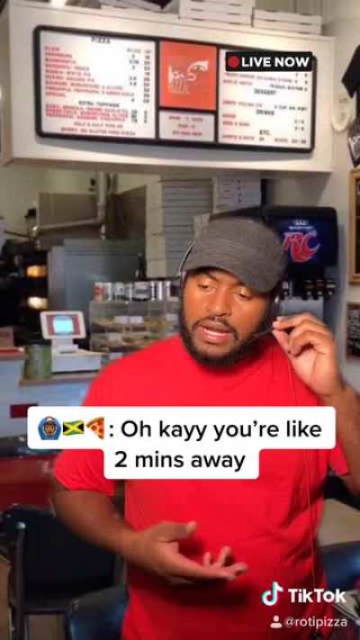 Ordering pizza from a Jamaican pizza spot ????