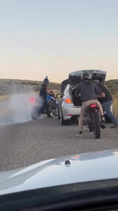 Burnouts behind a car never been a good idea