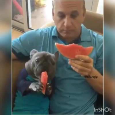 Dad and little buddy with new stuff?