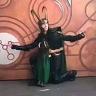 Little girl hugging Loki with her squeaking shoes while saying "loki loki"