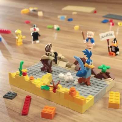 Lego Stop motion Video of Wile E. Coyote and the Road Runner