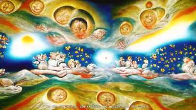 I had a neural network hallucinate over the Bible - the text is the input to generate the visuals, and the audio is a mix between text to speech and autoencoder-based processing of gregorian chants
