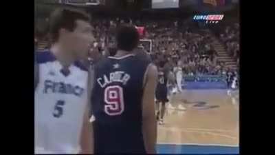 20 years ago today, Vince Carter dunked over 7'2" Frederic Weis in the Olympics. The French dubbed it le dunk de la mort (the dunk of death).
