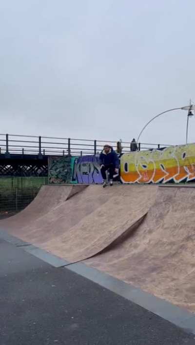 climbing a wet skate ramp with no way down