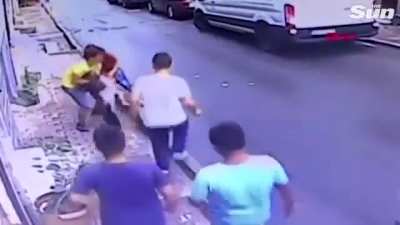 This 17 year old teen in Turkey catches a 2 year old girl after she fell out of a window.