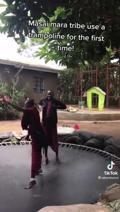 Using a trampoline for the first time