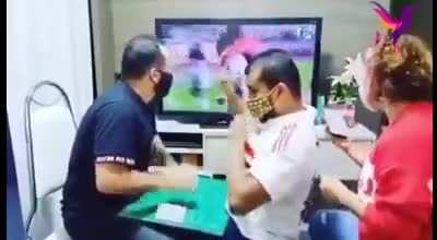 This guy is blindly following football. His reaction is priceless after a goal.