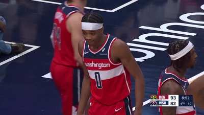 [Highlight] Bilal Coulibaly recovers and blocks Jamal Murray's layup attempt, the rim mic picks up "oh my god"