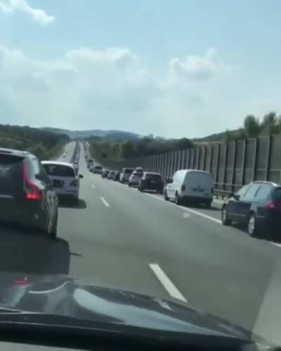 A law in Germany requires all drives on highways to line up to the far side of their lanes during heavy traffic so that emergency vehicles can pass them more easily to reach the scenes of accidents!