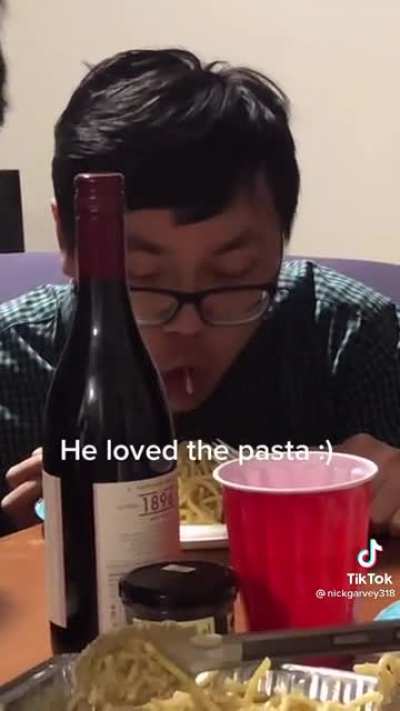 We made our foreign friend his first Italian meal