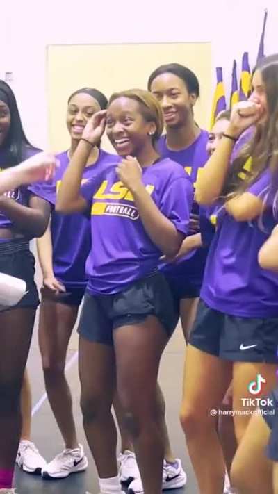 Harry Mack salutes the LSU Champion Dance Team