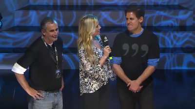Mark Cuban says "fuck" during a live broadcast and gets fined $15,000.00, which then gets donated to charity. Mark Cuban responds by saying "fuck" again to double the donation.