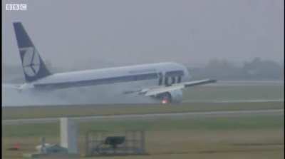 Emergency landing of a 230-passenger jet without wheels: LOT's captain Tadeusz Wrona lands a Boeing 767 on its belly, after the plane's undercarriage stopped working and the wheels didn't open. A passenger later described Wrona's landing as "so gentle tha