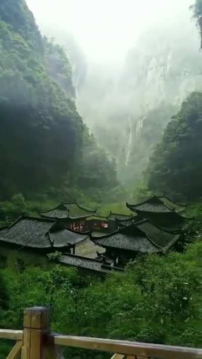 ? A temple in the valleys of Chongqing, China. ?
