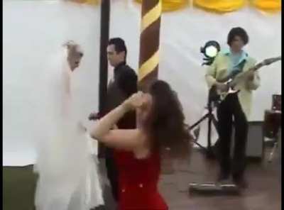 Drunk women pole dancing