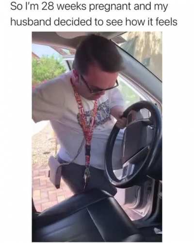 This Man tried to feel how his pregnant wife does stuff at home