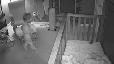 My crotch goblin realized today that he can climb out of his crib. Someone save me.