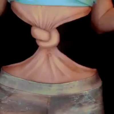 A realistic painting of a belly knot