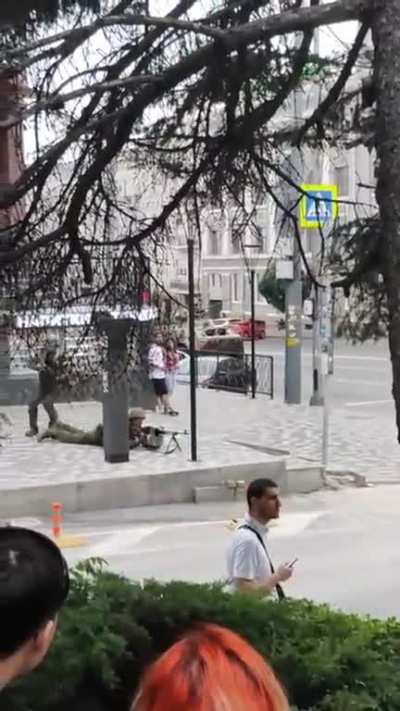 June 24, 2023 local time at 5:06 a.m. Real shot on the streets of Rostov, Russia Soldiers are controlling traffic arteries