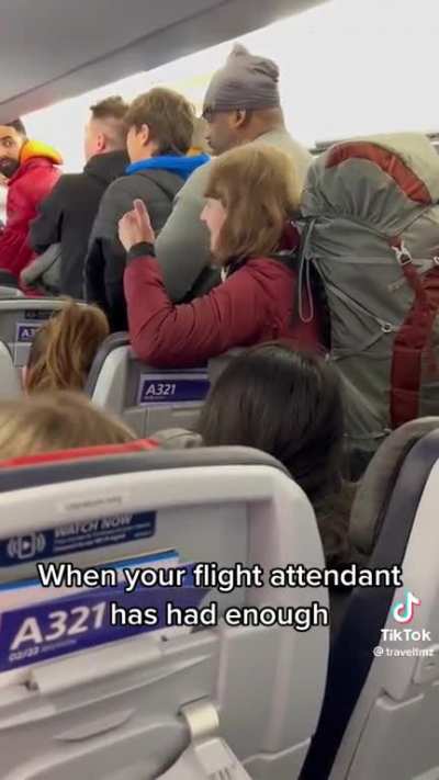 flight attendant has no time for bs today