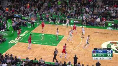 [Highlight] Tatum blocks the floater then Aaron Nesmith takes it the length of the floor and punches it home with authority!
