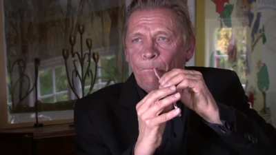Peter Bastian, virtuoso double reed player, producing amazingly rich sounds on a fast food straw