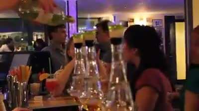 Admiring cool cocktail and ?