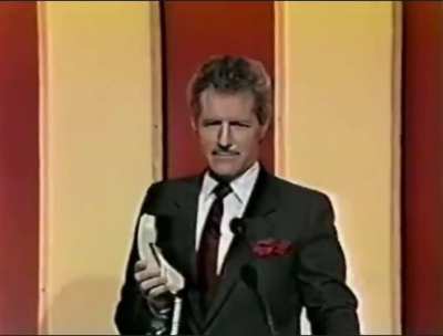 Alex Trebek filming phone Jeopardy