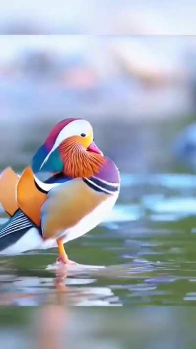 ?A colorful Mandarin Duck