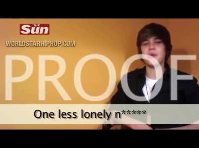 TIL that Justin Bieber overtly sang a racist parody of "One Less Lonely Girl" in which he blatantly says the N-word (hard R), talks about killing a black person and being part of the KKK. (Bonus clip: he makes a racist joke too)