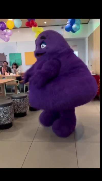 Grimace showing everyone he could twirl