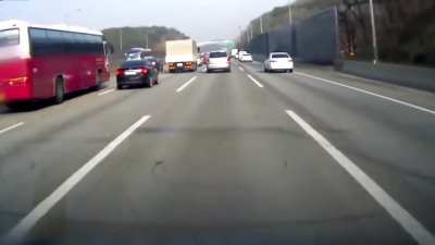 Car retaliates by brake checking a bus and see what happens in the end